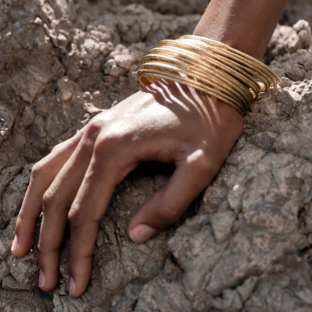 NWT. Zara Golden Pack of Multiple Textured Metal Bracelets.